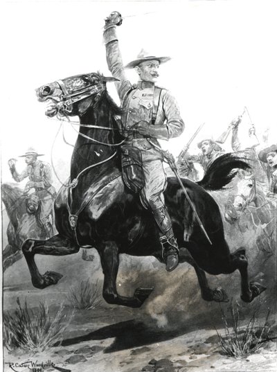 El defensor de Mafeking, el Coronel Baden-Powell (1857-1941) con el uniforme del cuerpo especial que ha formado en Bechuanalandia británica, 1899, grabado por Thomas Lascelles de Richard Caton Woodville junior